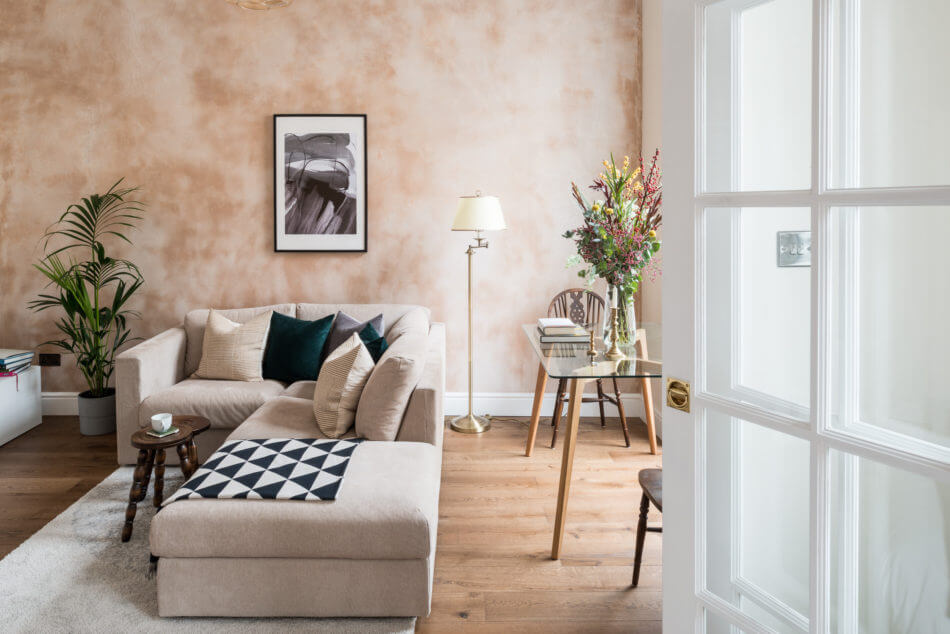 An Elegant Small Pink Apartment in London