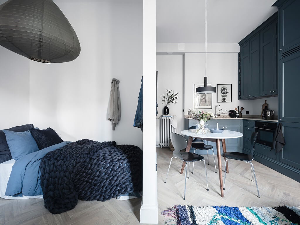 A Scandinavian Studio Apartment Decorated In Blue Tones 9 blue scandinavian studio apartment nordroom8 A Scandinavian Studio Apartment Decorated In Blue Tones
