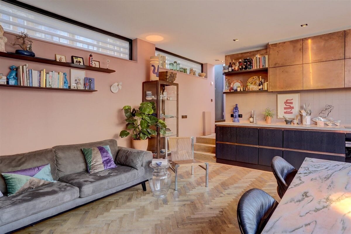 A Pink Houseboat in Amsterdam
