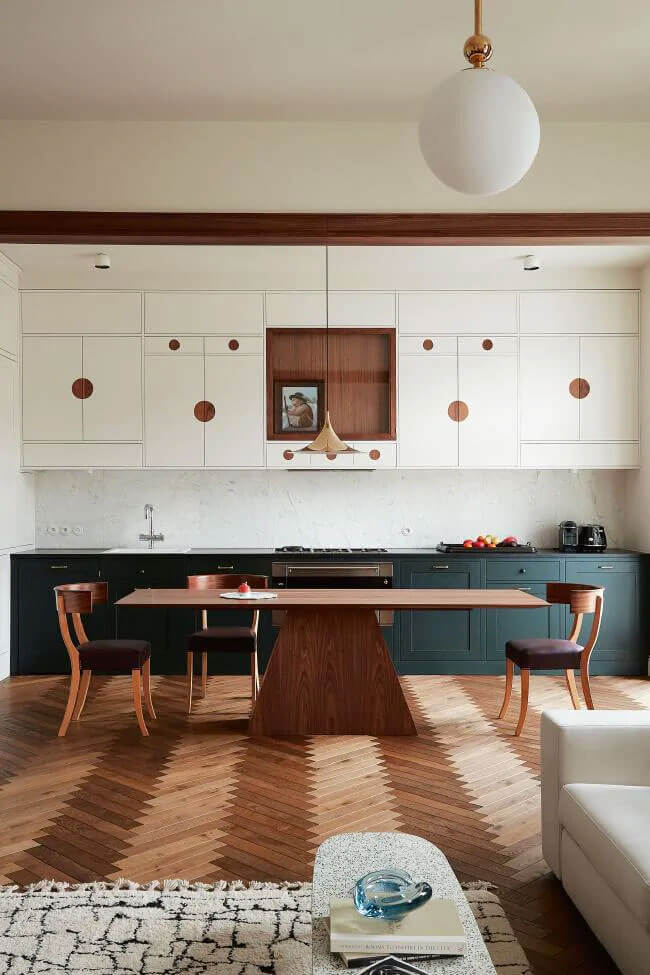 57 Stylish Two-Tone Kitchen Cabinet Ideas 57 elegant pre war apartment warsaw nordroom4 57 Stylish Two-Tone Kitchen Cabinet Ideas