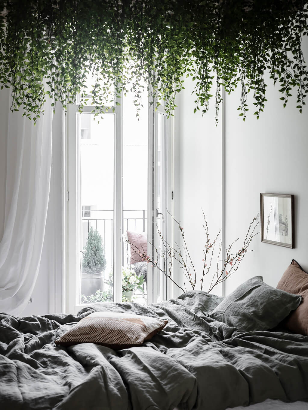 A Scandi Apartment With A Canopy of Plants in the Bedroom 14 scandinavian apartment canopy plants nordroom13 A Scandi Apartment With A Canopy of Plants in the Bedroom