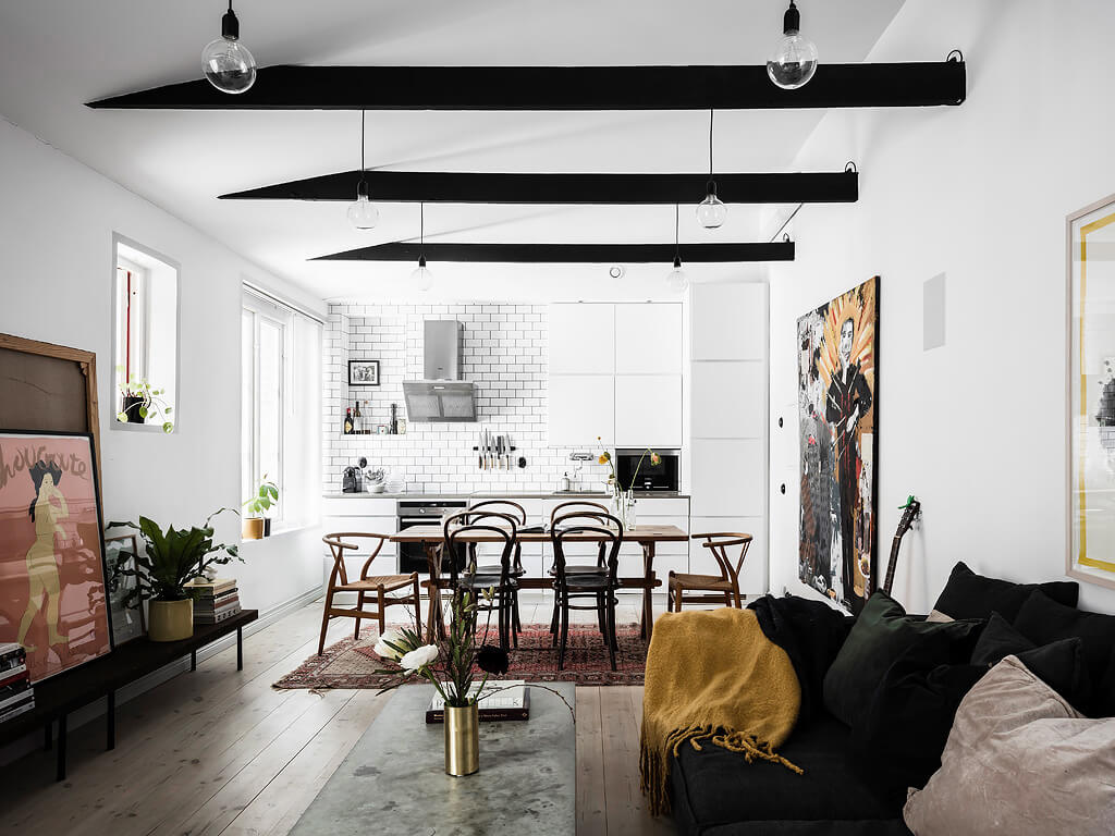 A Cool Scandinavian Apartment with Exposed Beams 2 scandinavian apartment exposed beams nordroom1 A Cool Scandinavian Apartment with Exposed Beams
