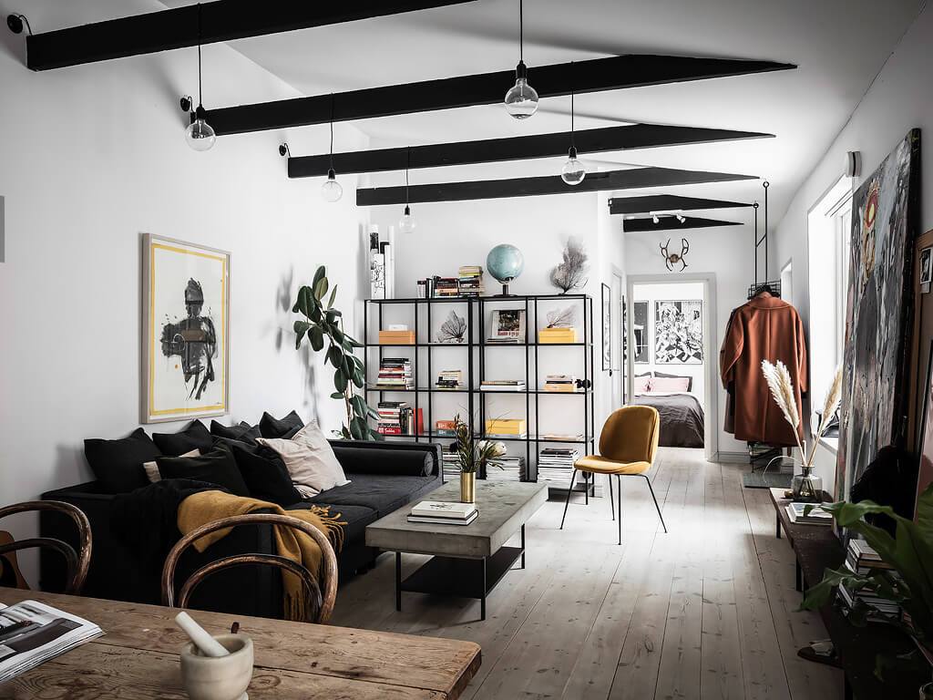 A Cool Scandinavian Apartment with Exposed Beams 5 scandinavian apartment exposed beams nordroom4 A Cool Scandinavian Apartment with Exposed Beams