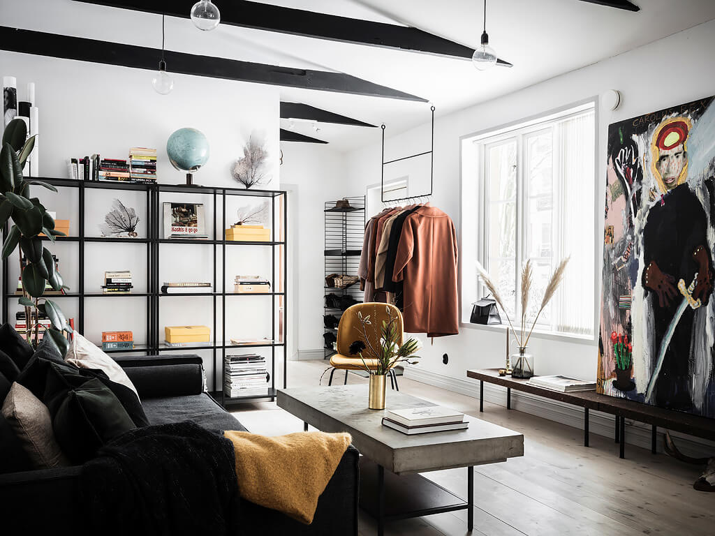 A Cool Scandinavian Apartment with Exposed Beams 6 scandinavian apartment exposed beams nordroom5 A Cool Scandinavian Apartment with Exposed Beams