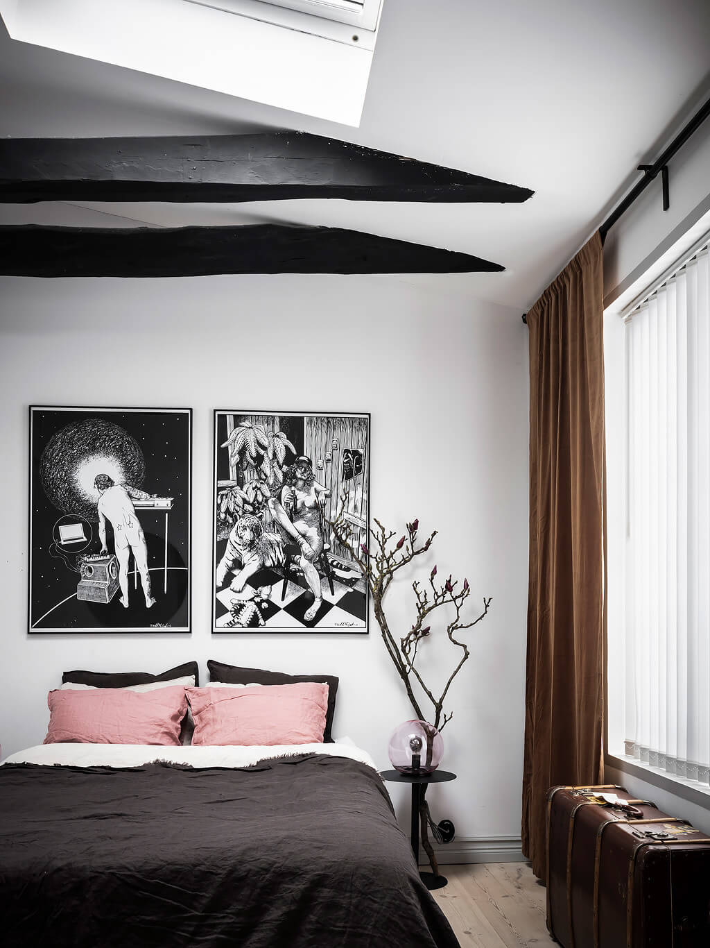 A Cool Scandinavian Apartment with Exposed Beams 8 scandinavian apartment exposed beams nordroom7 A Cool Scandinavian Apartment with Exposed Beams