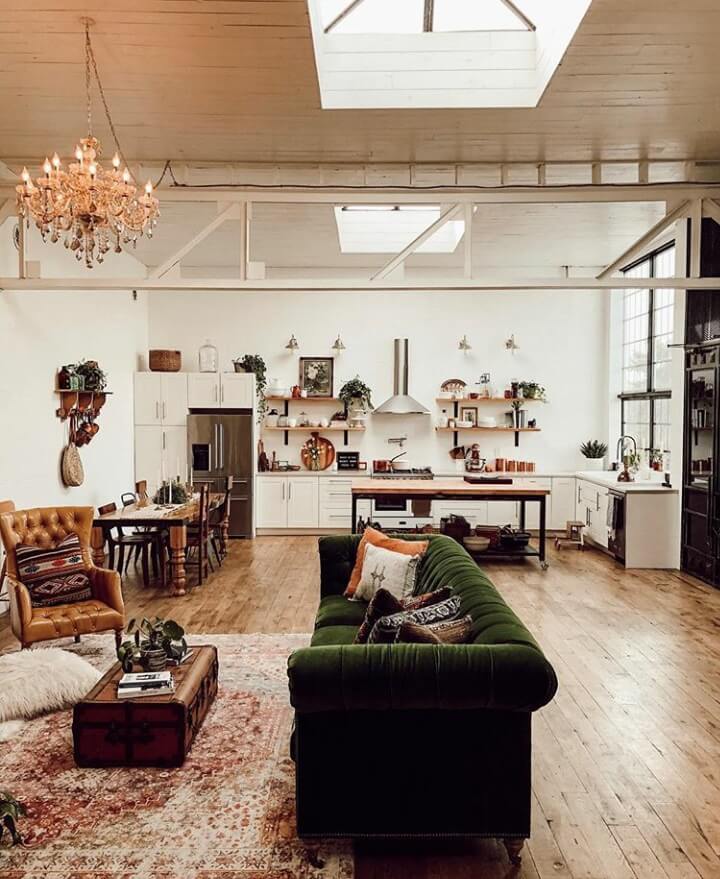 A Vintage Industrial Barn Home With A Beautiful Green Velvet Sofa 7 vintage industrial barn house nordroom6 A Vintage Industrial Barn Home With A Beautiful Green Velvet Sofa