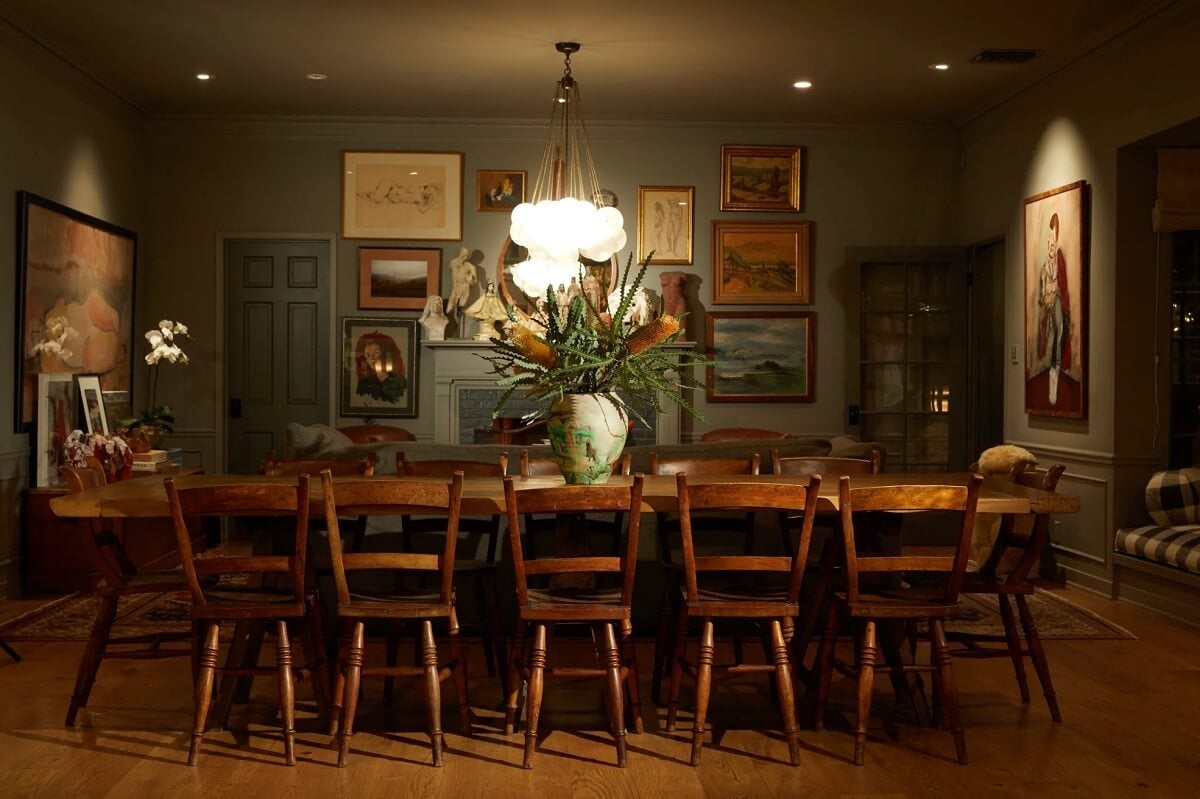 The Charming Family Home of Emily Ward and Giovanni Ribisi 3 long dining table emily ward giovanni ribisi nordroom