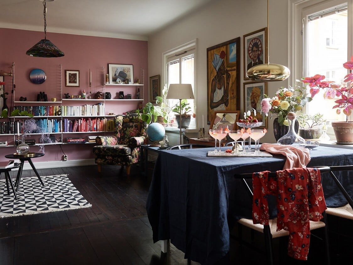A Vibrant Pink and Blue Apartment in Stockholm 5 pink blue scandinavian apartment nordroom4 A Vibrant Pink and Blue Apartment in Stockholm