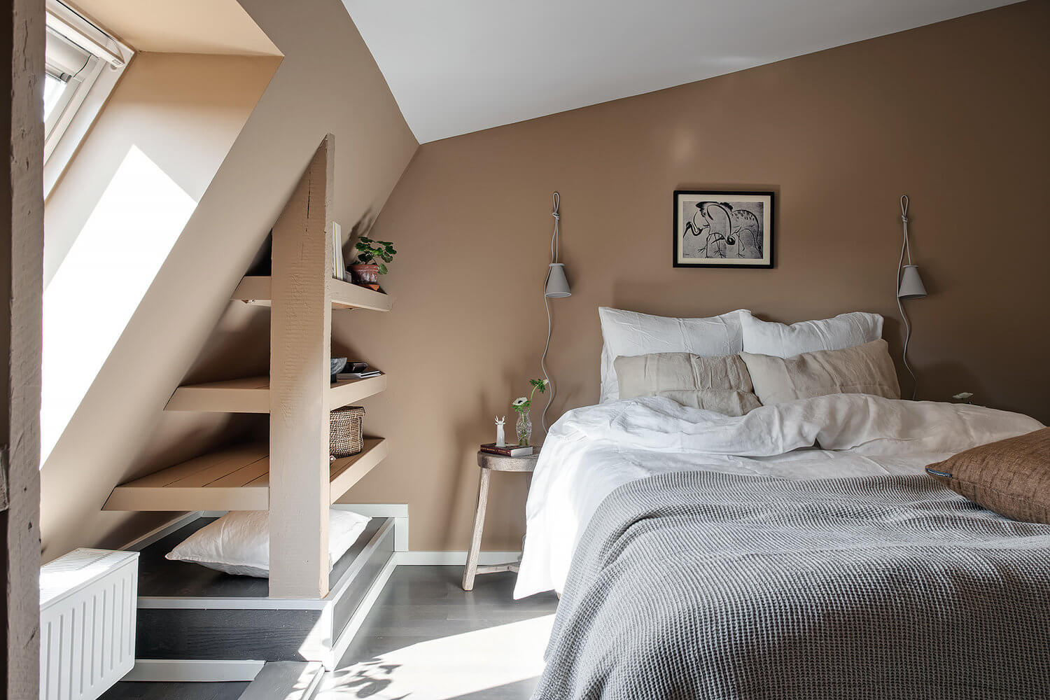 A Scandinavian Attic Apartment Painted in Soft Earthy Tones 10 scandinavian attic apartment earthy tones nordroom9 A Scandinavian Attic Apartment Painted in Soft Earthy Tones