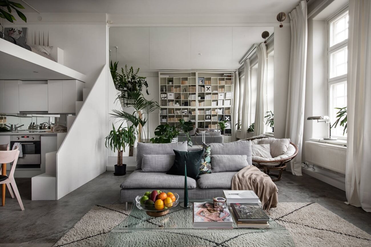 A Small Scandinavian Loft Looks Spacious Thanks To A Mirrored Wall 3 small scandiniavian loft nordroom2 A Small Scandinavian Loft Looks Spacious Thanks To A Mirrored Wall