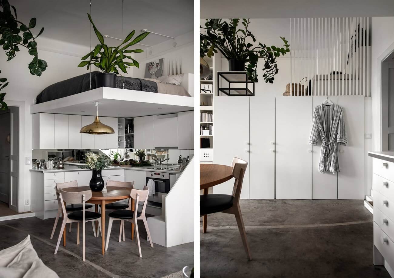 A Small Scandinavian Loft Looks Spacious Thanks To A Mirrored Wall 6 small scandiniavian loft nordroom5 A Small Scandinavian Loft Looks Spacious Thanks To A Mirrored Wall