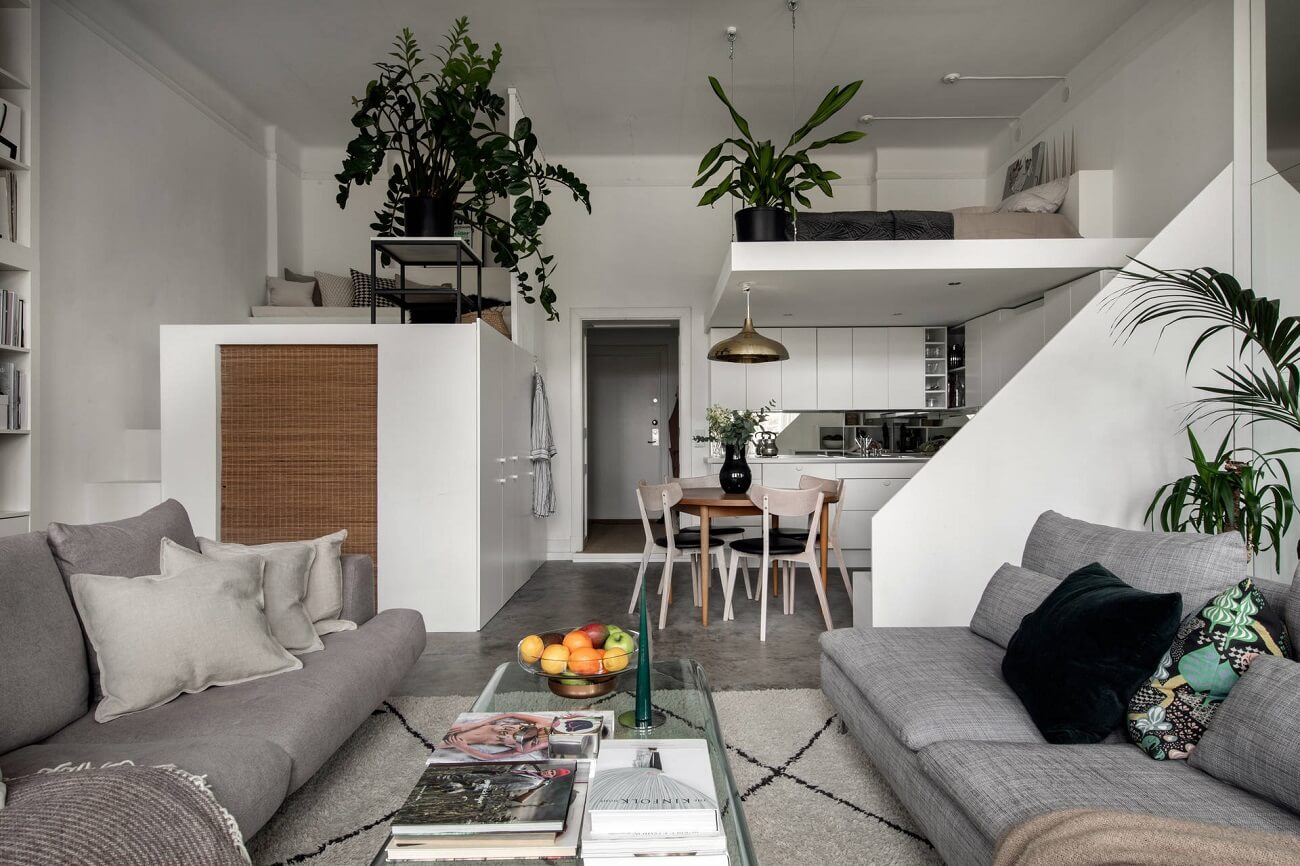 A Small Scandinavian Loft Looks Spacious Thanks To A Mirrored Wall 9 small scandiniavian loft nordroom8 A Small Scandinavian Loft Looks Spacious Thanks To A Mirrored Wall