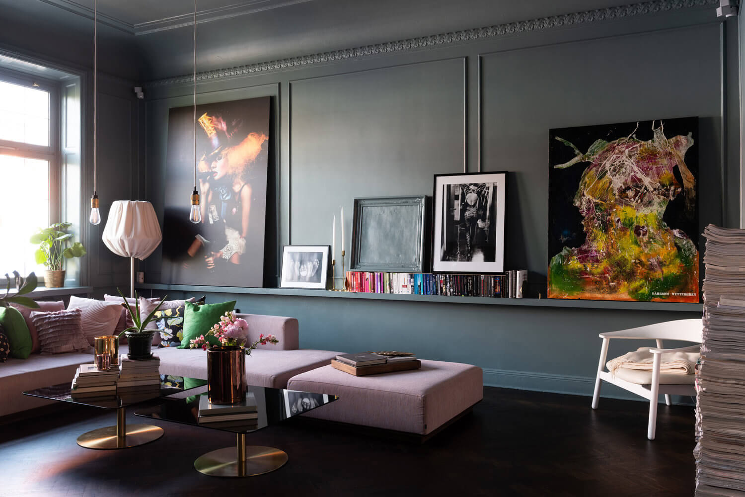 An Art-Filled Blue And Pink Apartment in Stockholm 2 art filled pink blue scandinavian apartment nordroom1 An Art-Filled Blue And Pink Apartment in Stockholm
