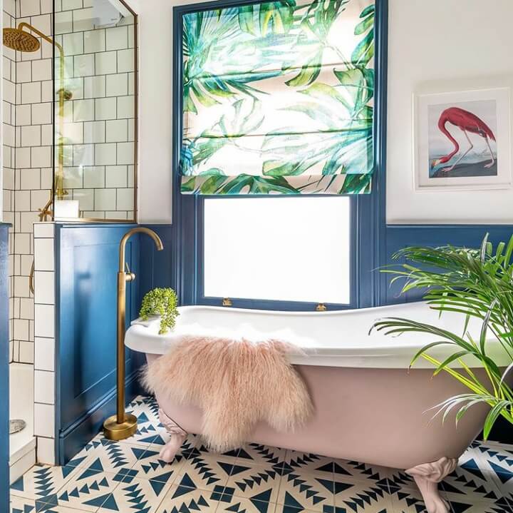 Inspiring Bathrooms With Geometric Tiles 23 colorful family home london nordroom13 Inspiring Bathrooms With Geometric Tiles
