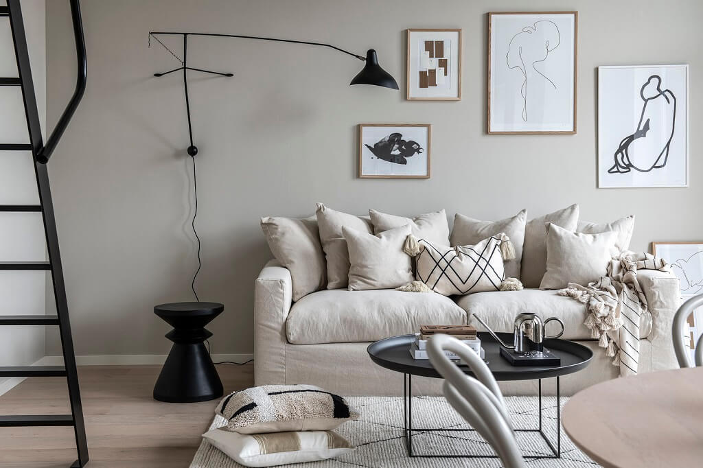 A Tiny Scandinavian Loft in Beige and Grey Tones 1 grey beige scandinavian apartment nordroom A Tiny Scandinavian Loft in Beige and Grey Tones