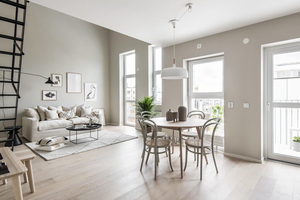 A Tiny Scandinavian Loft in Beige and Grey Tones 3 grey beige scandinavian apartment nordroom2 A Tiny Scandinavian Loft in Beige and Grey Tones
