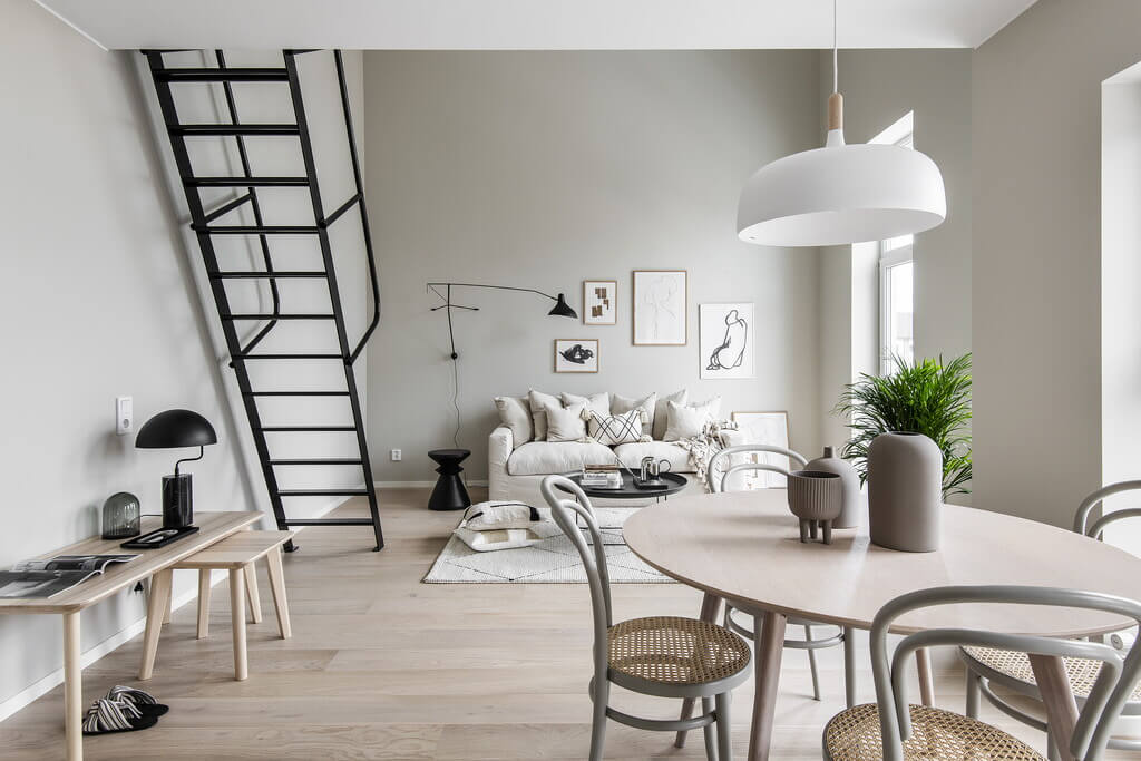 A Tiny Scandinavian Loft in Beige and Grey Tones 4 grey beige scandinavian apartment nordroom3 A Tiny Scandinavian Loft in Beige and Grey Tones