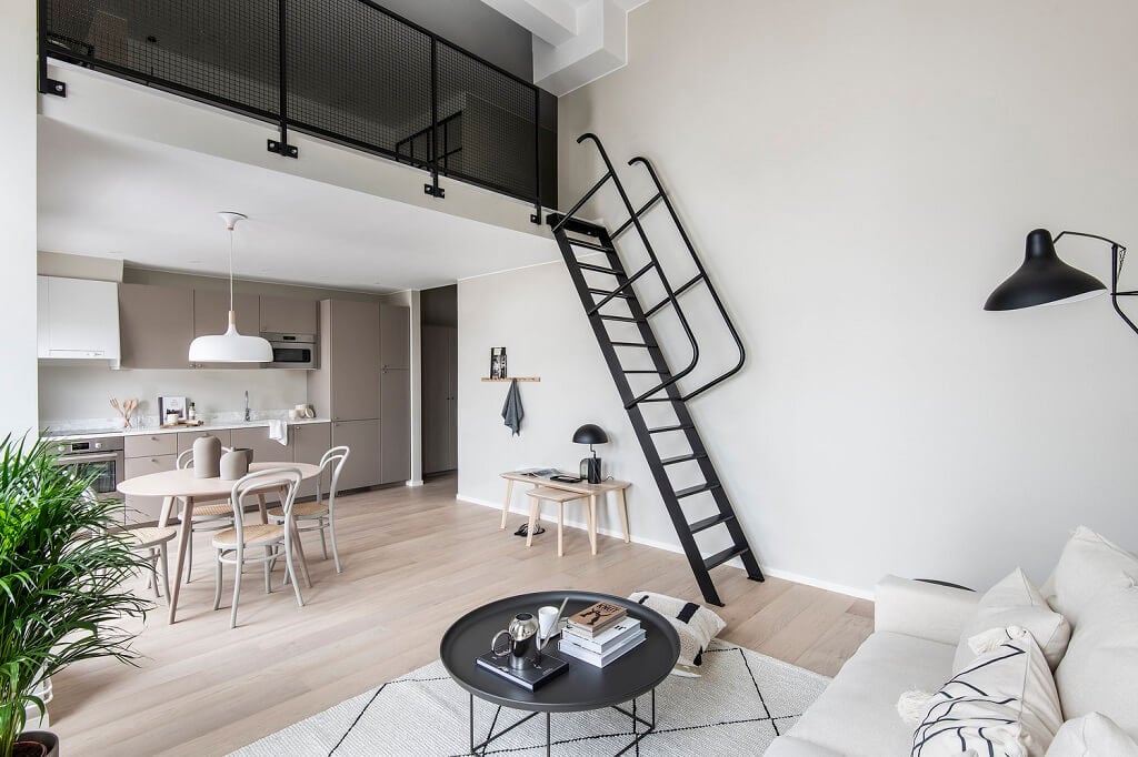 A Tiny Scandinavian Loft in Beige and Grey Tones 6 grey beige scandinavian apartment nordroom5 A Tiny Scandinavian Loft in Beige and Grey Tones