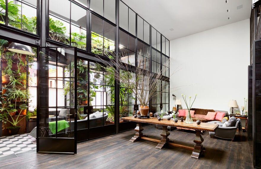A Plant Lover's Industrial Penthouse Loft in Manhattan 2 industrial penthouse loft plants manhattan nordroom1 A Plant Lover's Industrial Penthouse Loft in Manhattan