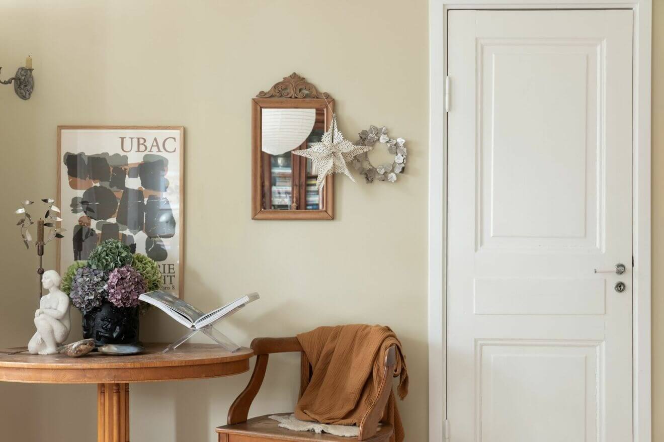 A Stockholm Apartment with Bohemian and Natural Touches 5 beige living room A Stockholm Apartment with Bohemian and Natural Touches
