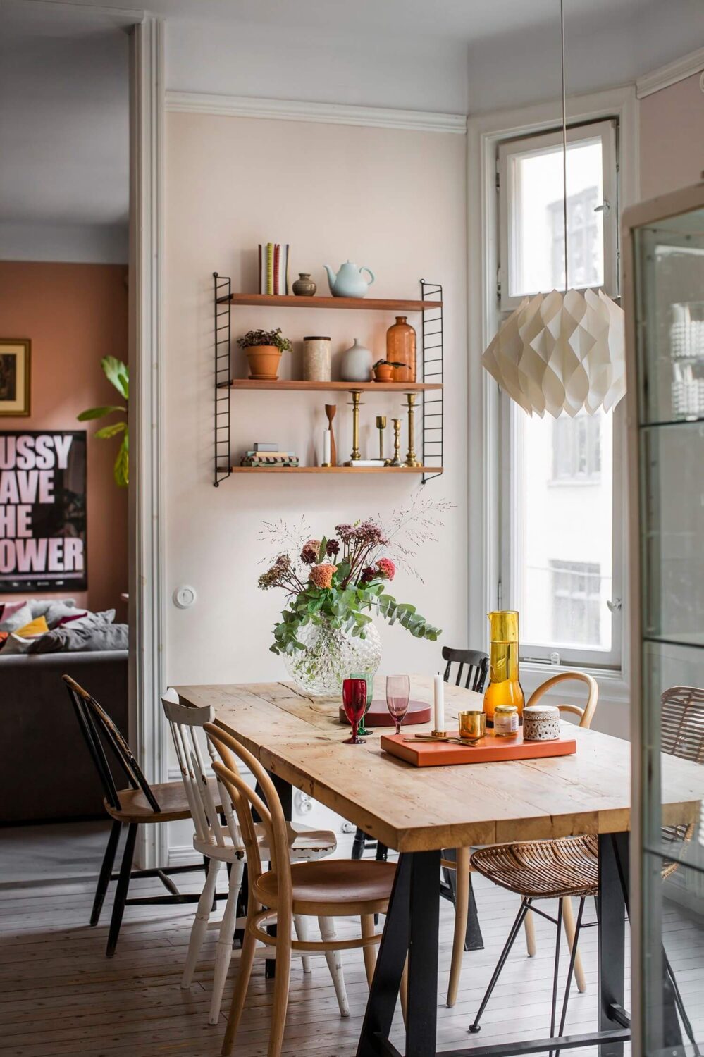 These Colorful Scandinavian Interiors Will Wow You 4 light-pink-kitchen-colorful-scandinavian-interiors-nordroom