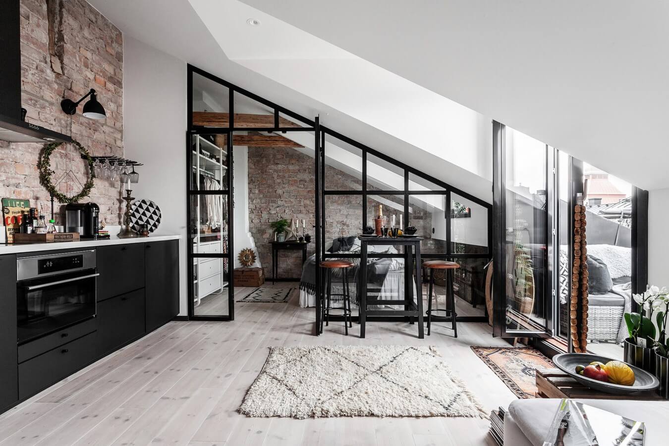 An Industrial Look For A Small Attic Apartment in Stockholm 2 industrial attic apartment stockholm nordroom1 An Industrial Look For A Small Attic Apartment in Stockholm