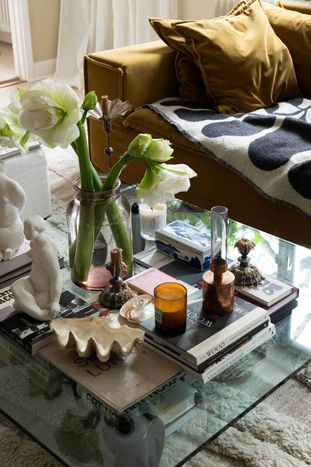 A Stockholm Apartment with Bohemian and Natural Touches 2 living room detail A Stockholm Apartment with Bohemian and Natural Touches
