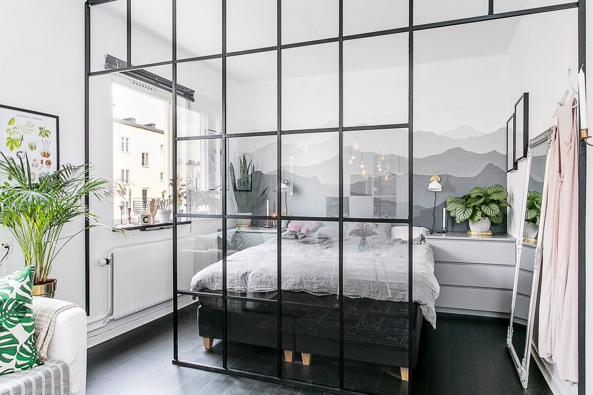 How To Decorate A Studio Apartment 31 studio-apartment-glass-wall-divider-nordroom