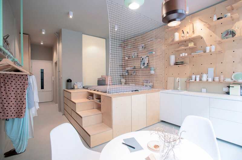 43 Ideas To Divide a Studio Apartment Into Multiple Rooms 76 studio-apartment-multifunctional-furniture-nordroom
