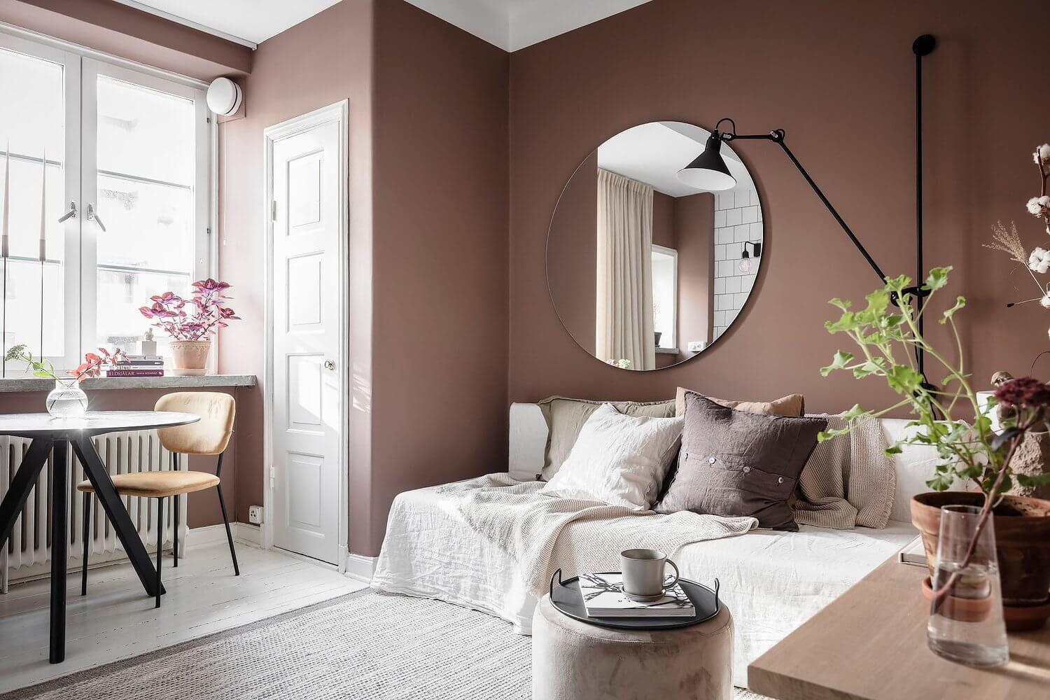 A Tiny Pink Studio Apartment with Loft Bed and Walk in Closet 3 pink studio apartment loft bed walk in closet nordroom2 A Tiny Pink Studio Apartment with Loft Bed and Walk in Closet