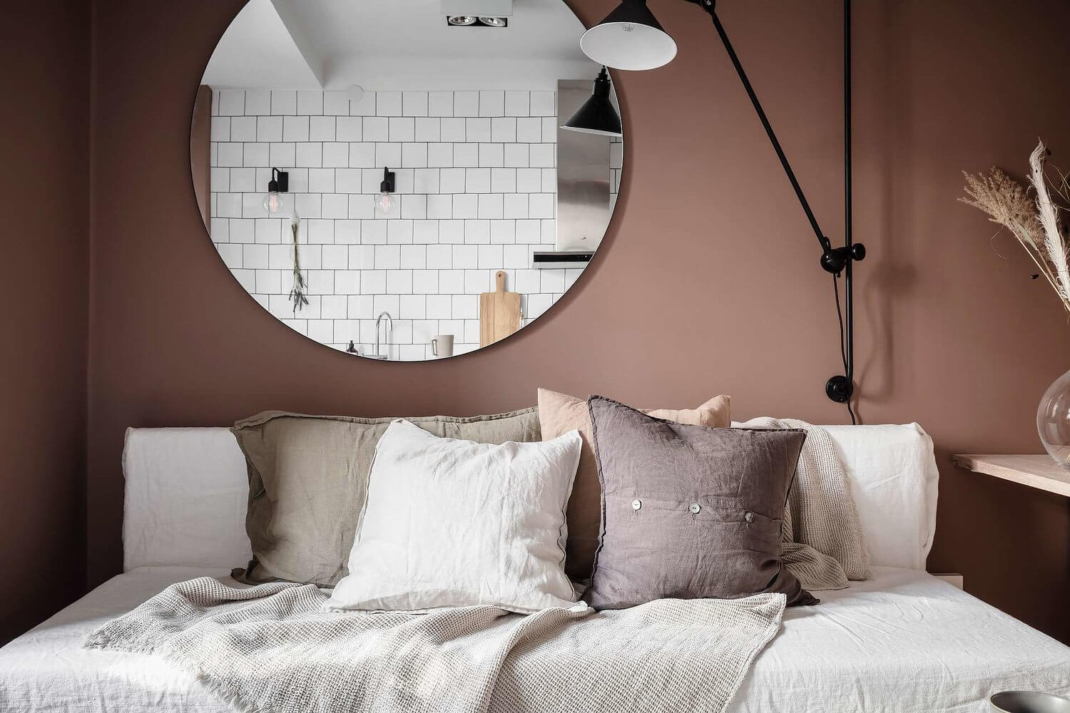 A Tiny Pink Studio Apartment with Loft Bed and Walk in Closet 9 pink studio apartment loft bed walk in closet nordroom8 A Tiny Pink Studio Apartment with Loft Bed and Walk in Closet