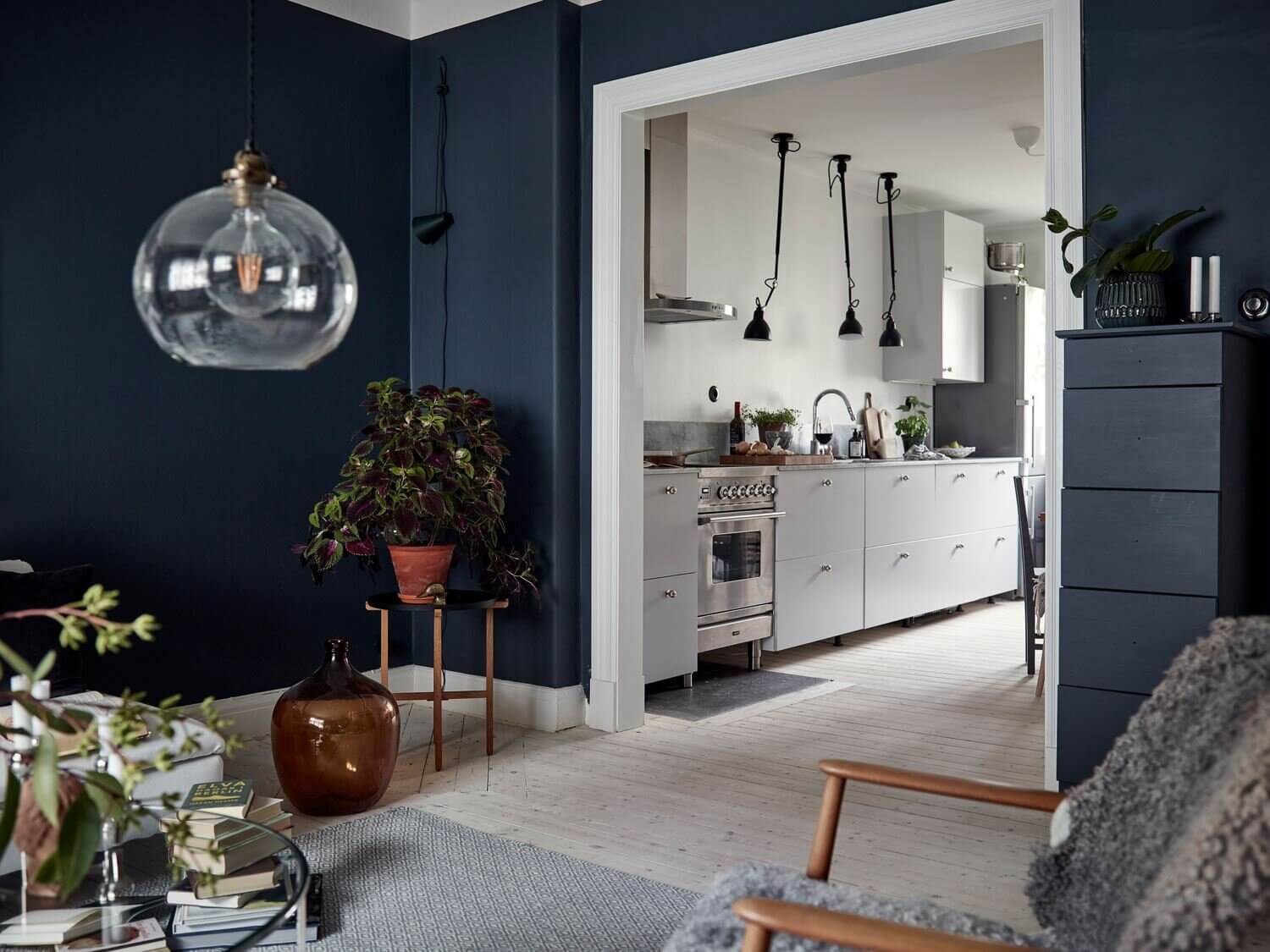 A Cozy Apartment With A Deep Blue Living Room 7 cozy apartment blue living room nordroom6 A Cozy Apartment With A Deep Blue Living Room