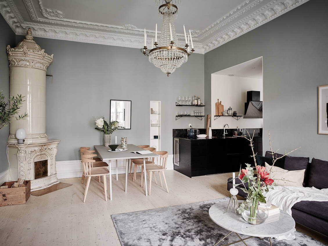 Calm Color Tones in a Scandinavian Apartment with Black Kitchen 1 scandinavian apartment black kitchen nordroom Calm Color Tones in a Scandinavian Apartment with Black Kitchen