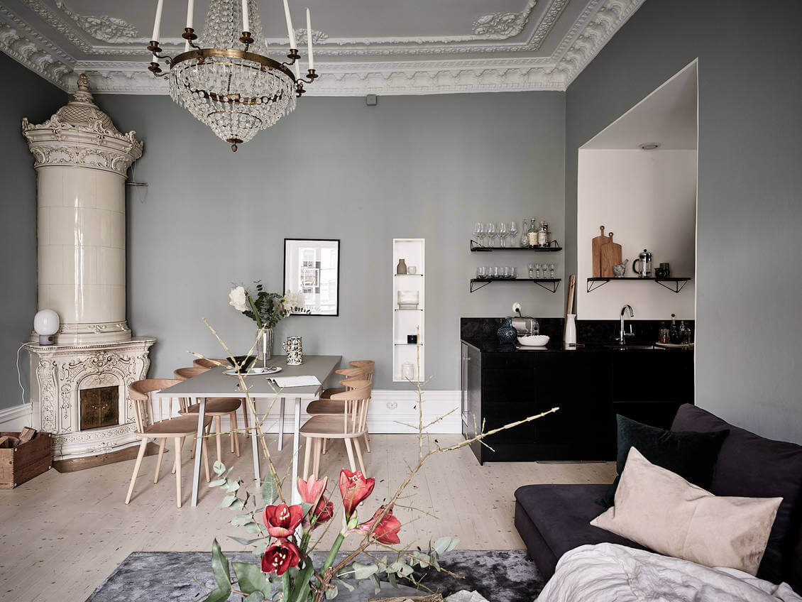 Calm Color Tones in a Scandinavian Apartment with Black Kitchen 5 scandinavian apartment black kitchen nordroom4 Calm Color Tones in a Scandinavian Apartment with Black Kitchen