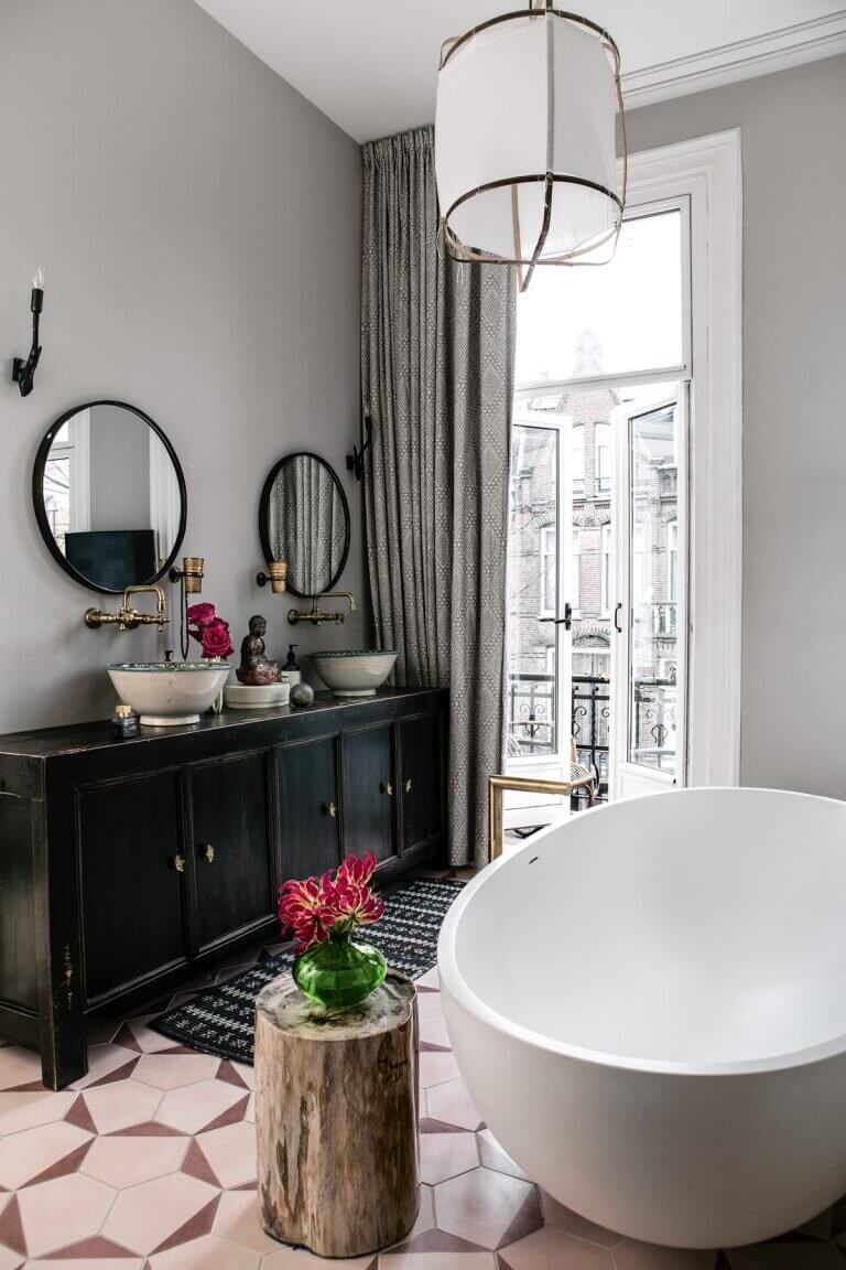 50 Amazing Black Bathroom Design Ideas 39 bathroom-vintage-black-vanity-nordroom