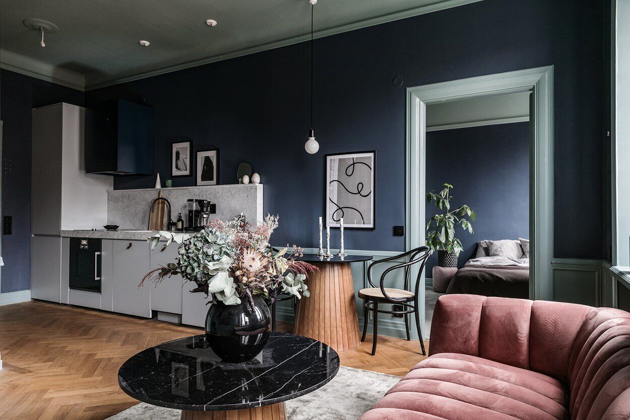 A Small Dark Painted Scandinavian Apartment 5 small dark scandinavian apartment nordroom4 A Small Dark Painted Scandinavian Apartment