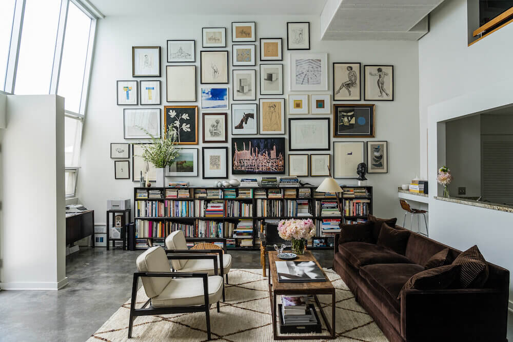 A Light Living Space Filled with Books and Art 3 book filled living room nordroom3 A Light Living Space Filled with Books and Art