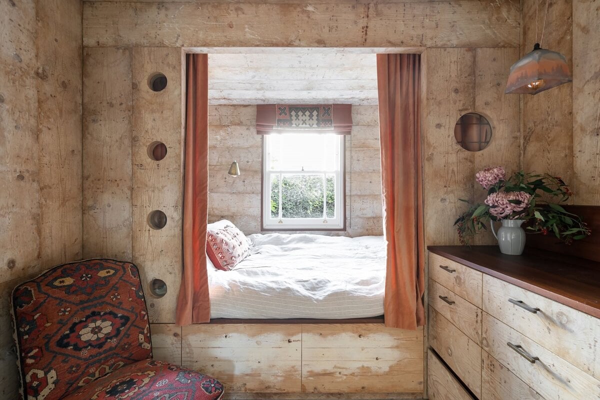 Reused Materials in a London Townhouse Designed by Retrouvius 21 bedroom-reused-materials-bed-nook-nordroom