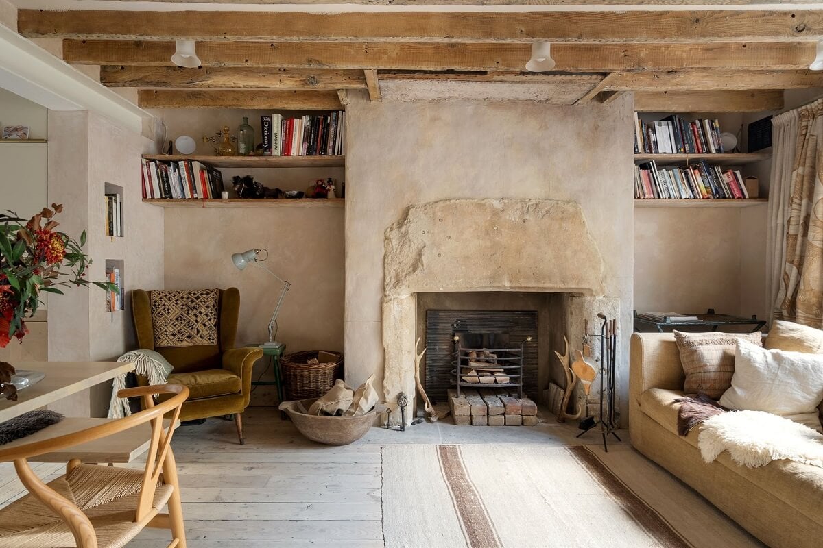 Reused Materials in a London Townhouse Designed by Retrouvius 1 living-room-stone-fireplace-retrouvius-london-nordroom
