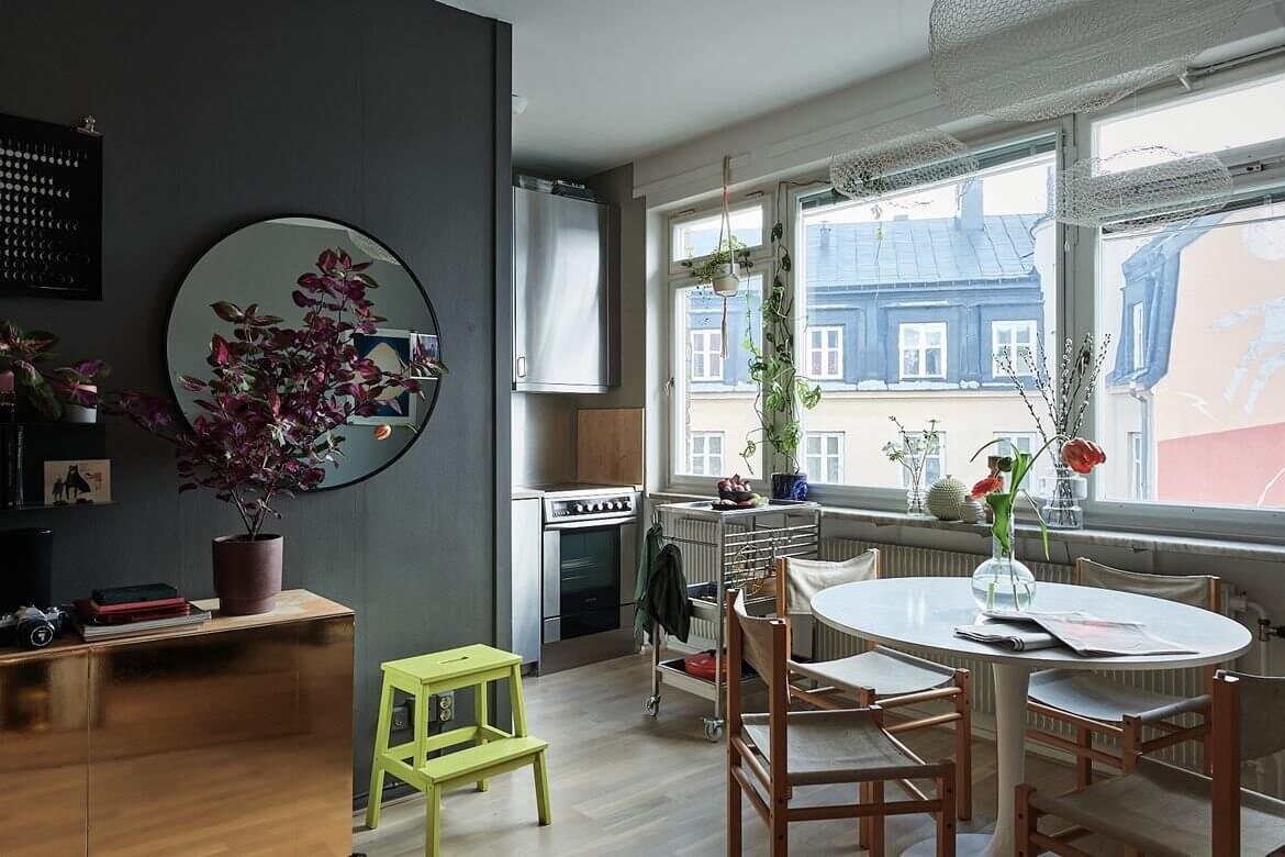 A Scandinavian Studio Apartment with a Colorful Bed Nook 5 scandinavian studio apartment colorful bed nook nordroom4 A Scandinavian Studio Apartment with a Colorful Bed Nook