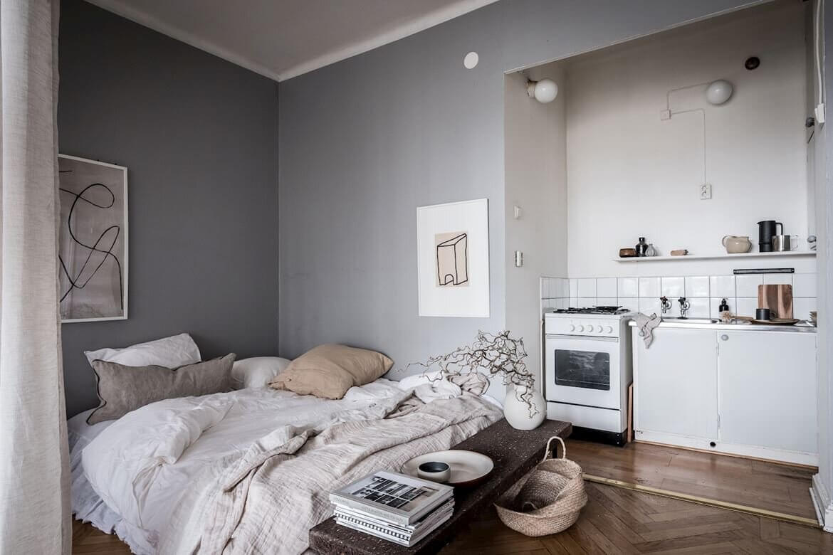 A Small Studio Apartment Decorated in Calm Color Tones 13 scandinavian studio apartment nordroom12 A Small Studio Apartment Decorated in Calm Color Tones