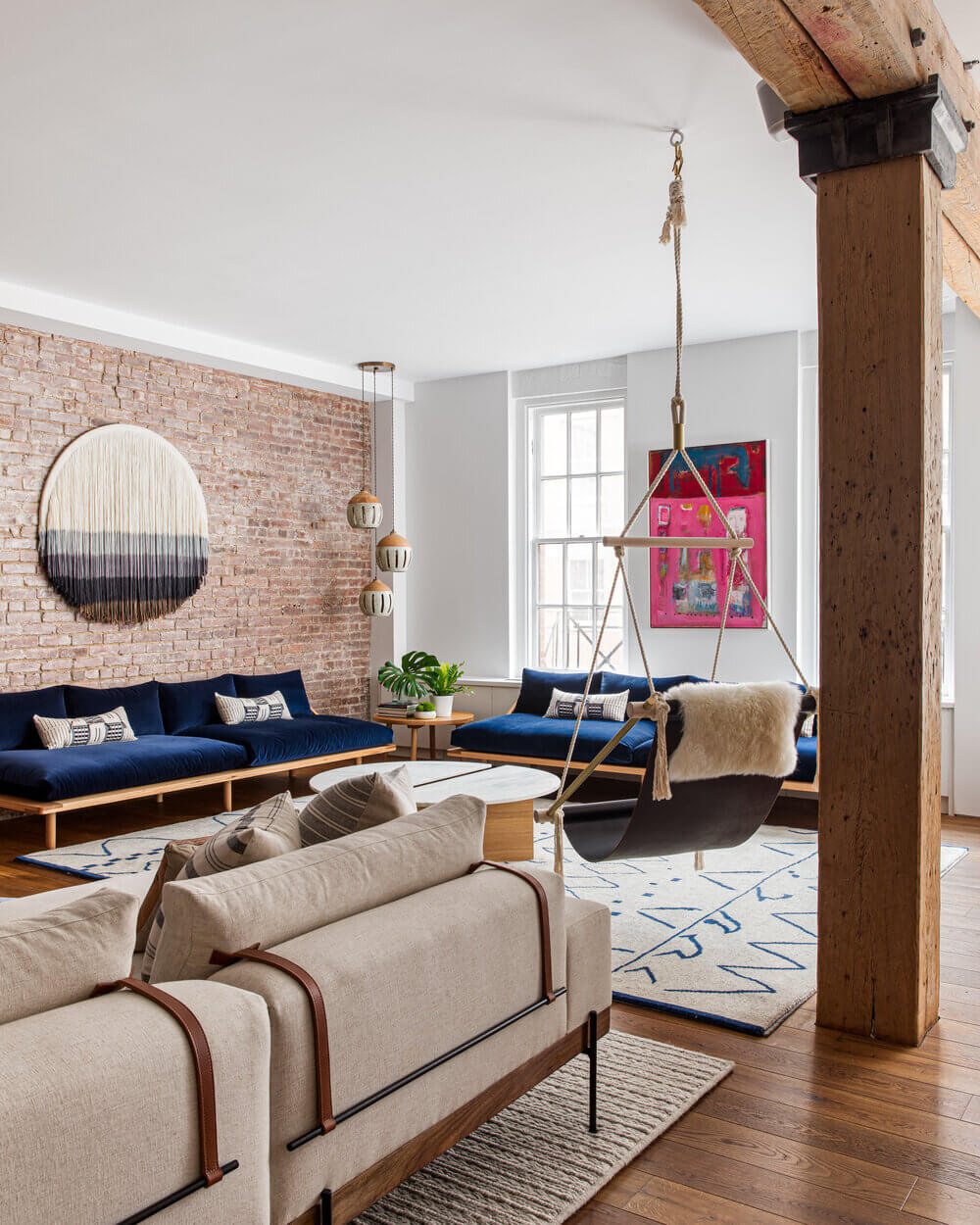 Blue Tones and Exposed Brick in a Tribeca Loft 3 tribeca loft exposed brick blue tones nordroom2 Blue Tones and Exposed Brick in a Tribeca Loft