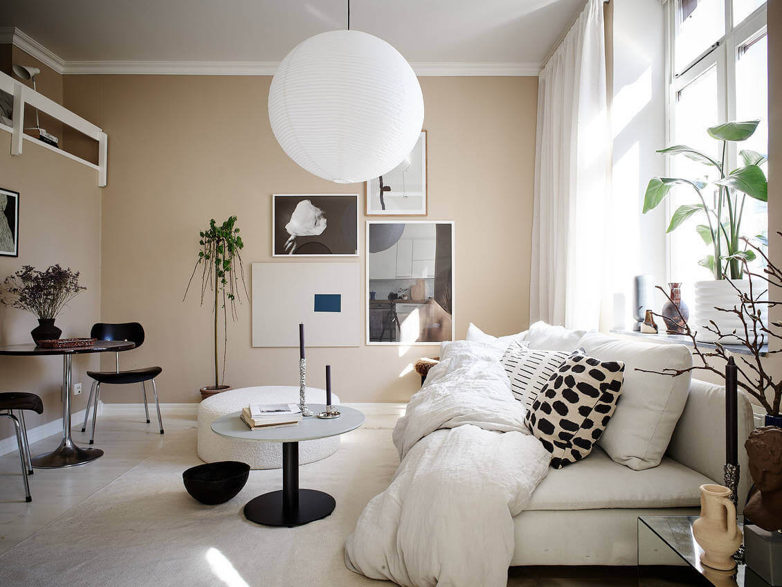 A Sand Colored Studio Apartment with Loft Bed 4 ASandColoredStudioApartmentwithLoftBed TheNordroom3 A Sand Colored Studio Apartment with Loft Bed