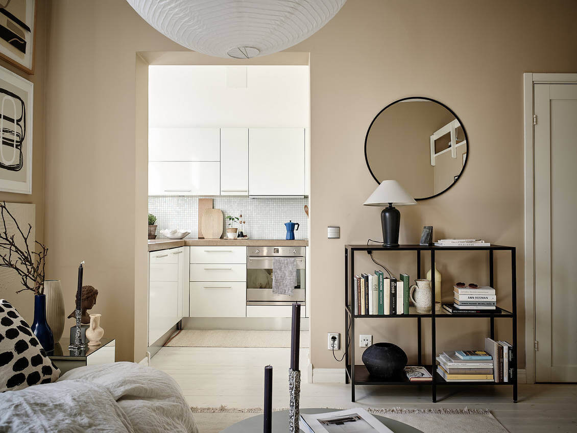A Sand Colored Studio Apartment with Loft Bed 7 ASandColoredStudioApartmentwithLoftBed TheNordroom6 A Sand Colored Studio Apartment with Loft Bed