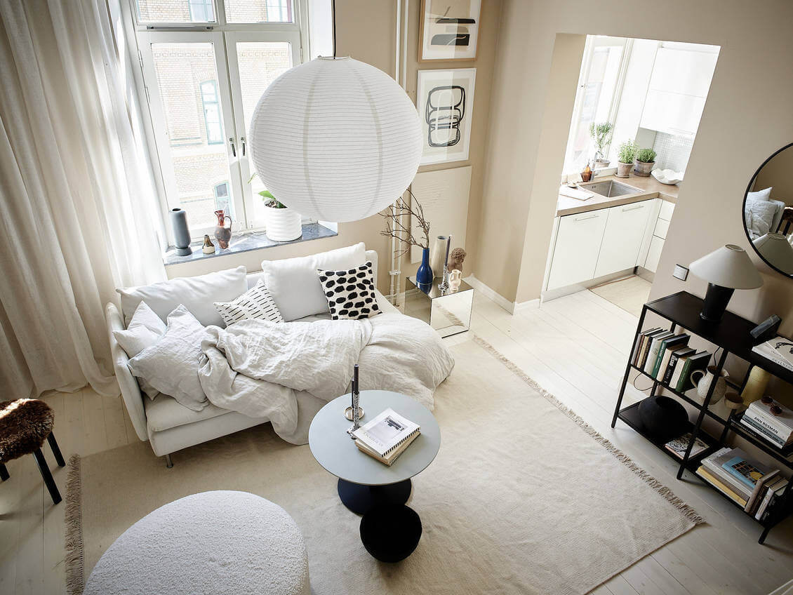 A Sand Colored Studio Apartment with Loft Bed 9 ASandColoredStudioApartmentwithLoftBed TheNordroom9 A Sand Colored Studio Apartment with Loft Bed