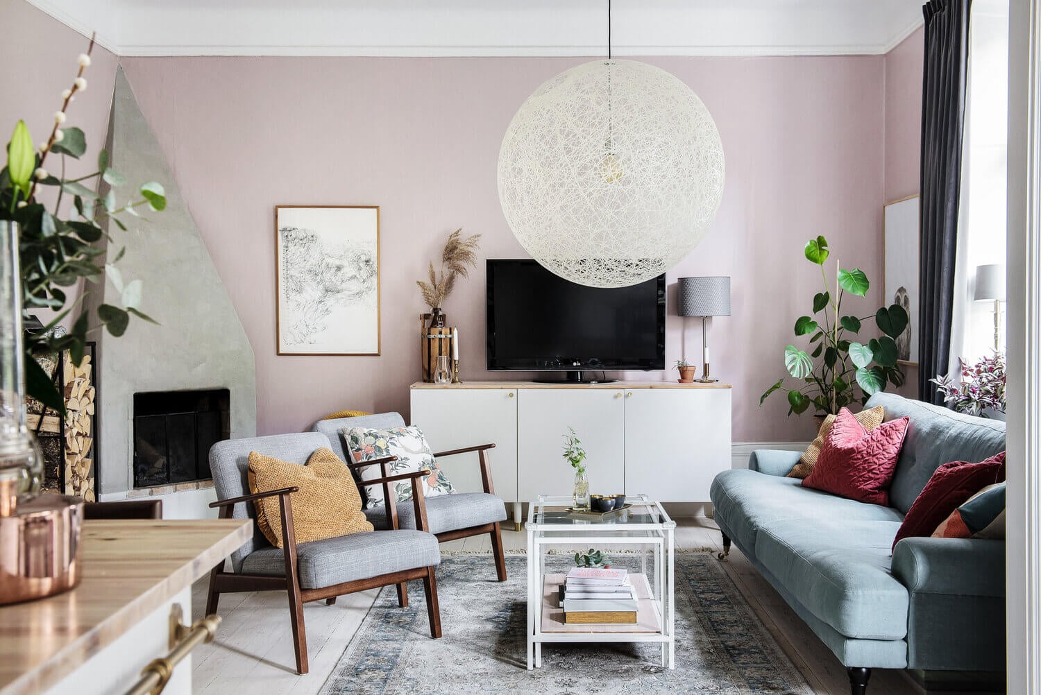 A Bright Pink and Blue Scandinavian Apartment 1 pink blue scandinavian apartment nordroom A Bright Pink and Blue Scandinavian Apartment