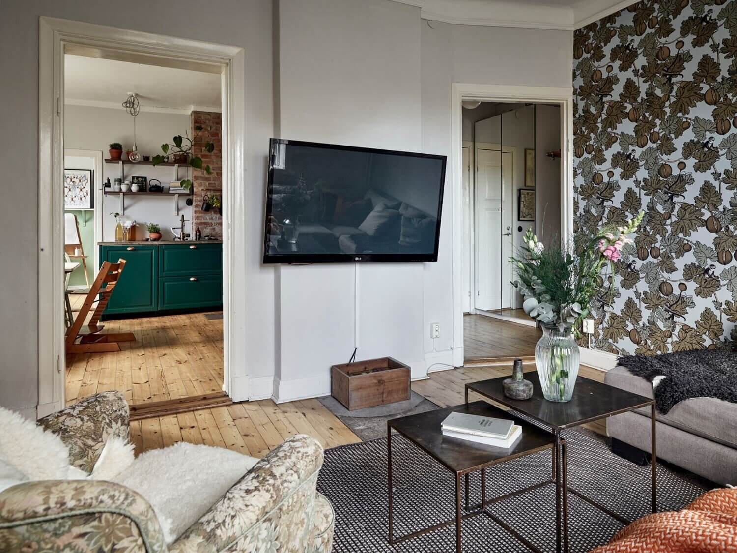 A Green Kitchen with Exposed Brick in a Scandi Apartment 10 AGreenKitchenwithExposedBrickinaScandiApartment TheNordroom10 A Green Kitchen with Exposed Brick in a Scandi Apartment