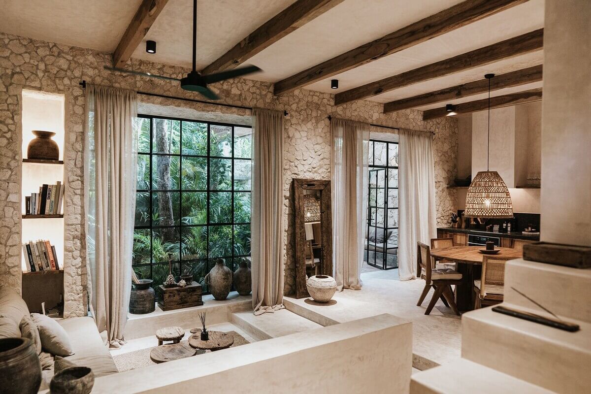 A Design SPA Apartment in Tulum Surrounded by Nature 1 airbnb-tulum-mexico-living-room-kitchen-nordroom
