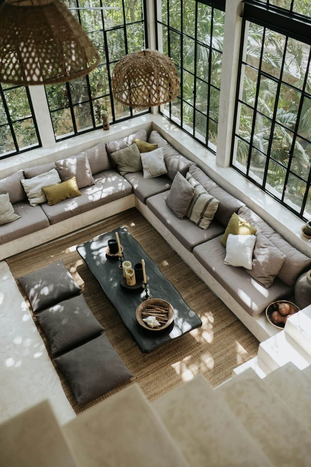 A Beautiful Loft Airbnb in Tulum 12 living-room-floor-to-ceiling-windows-loft-airbnb-tulum-nordroom