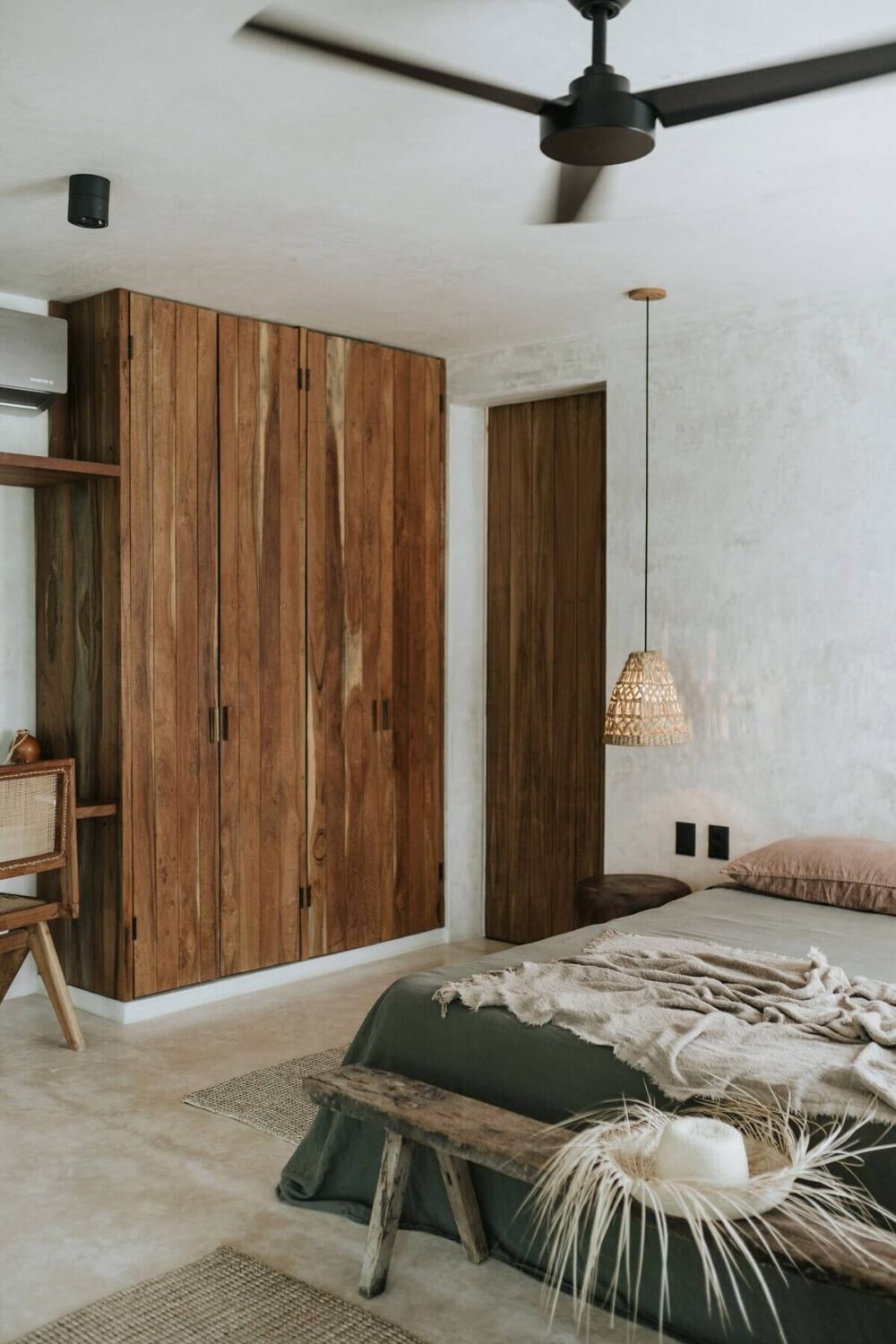 A Beautiful Loft Airbnb in Tulum 17 natural-bedroom-green-bedding-loft-airbnb-nordroom